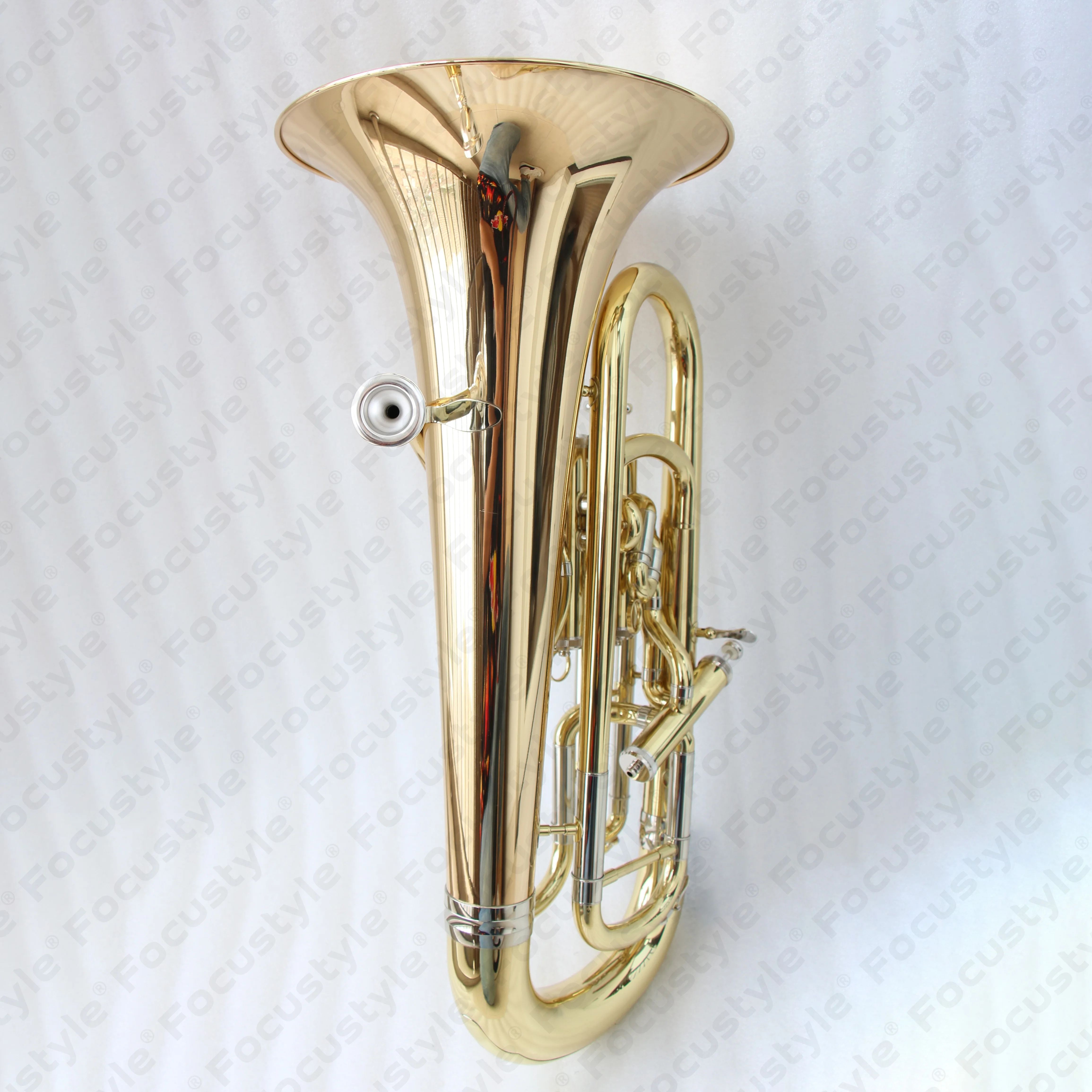 Factory Price Gold Lacquer Brass Body Bb Tone Professional 3+1 Pistons Compensating Euphonium Sale With Hard Case OEM
