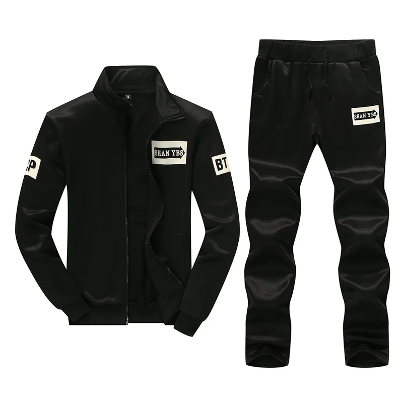 

2024 New Men's Sports and Leisure Pants Set with Stand Up Neck Solid Color Long Sleeved Coat Spring and Autumn Season Sweater