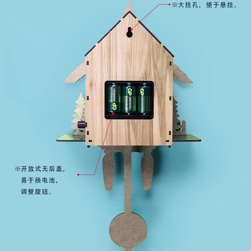 Cuckoo Clock Living Room Wall Clock Handicraft Vintage Wooden Cuckoo Tree House for Bedroom Office 45cm wall clock