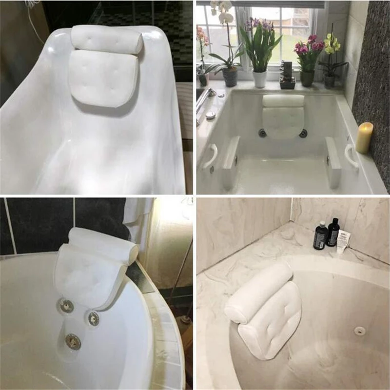 Spa Non-Slip Bath Pillow With Suction Cups Bathtub Neck Back Support Headrest Pillow Thickened Home Hot Bath Cushion Accersory