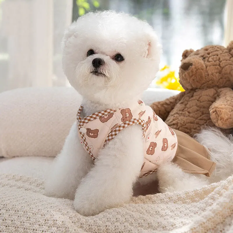 

Autumn and Winter Puppy Dog Can Traction Vest Cute Print Couple Clothing Cat Vest Small and Medium-sized Dogs Pet Warmth Clothes