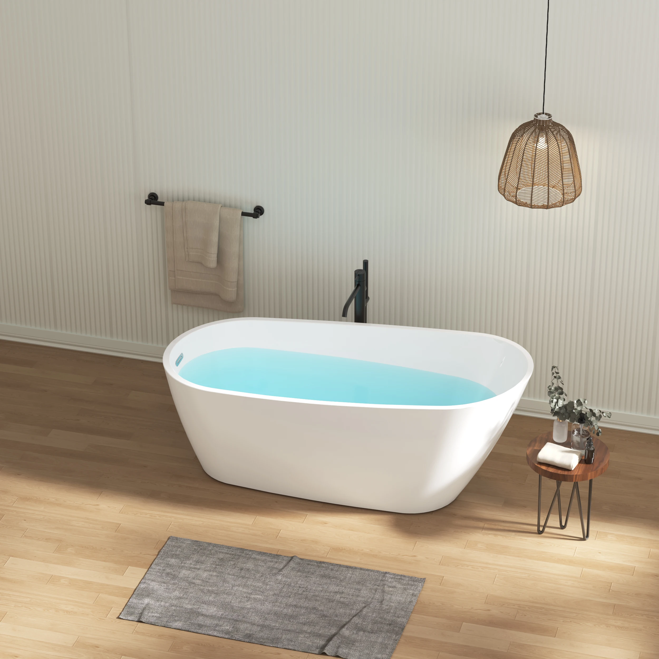 67'' Acrylic Freestanding Soaking Bathtub with Classic Slotted Overflow and Toe-tap Drain in Chrome, cUPC Certified.Easy to Inst 4