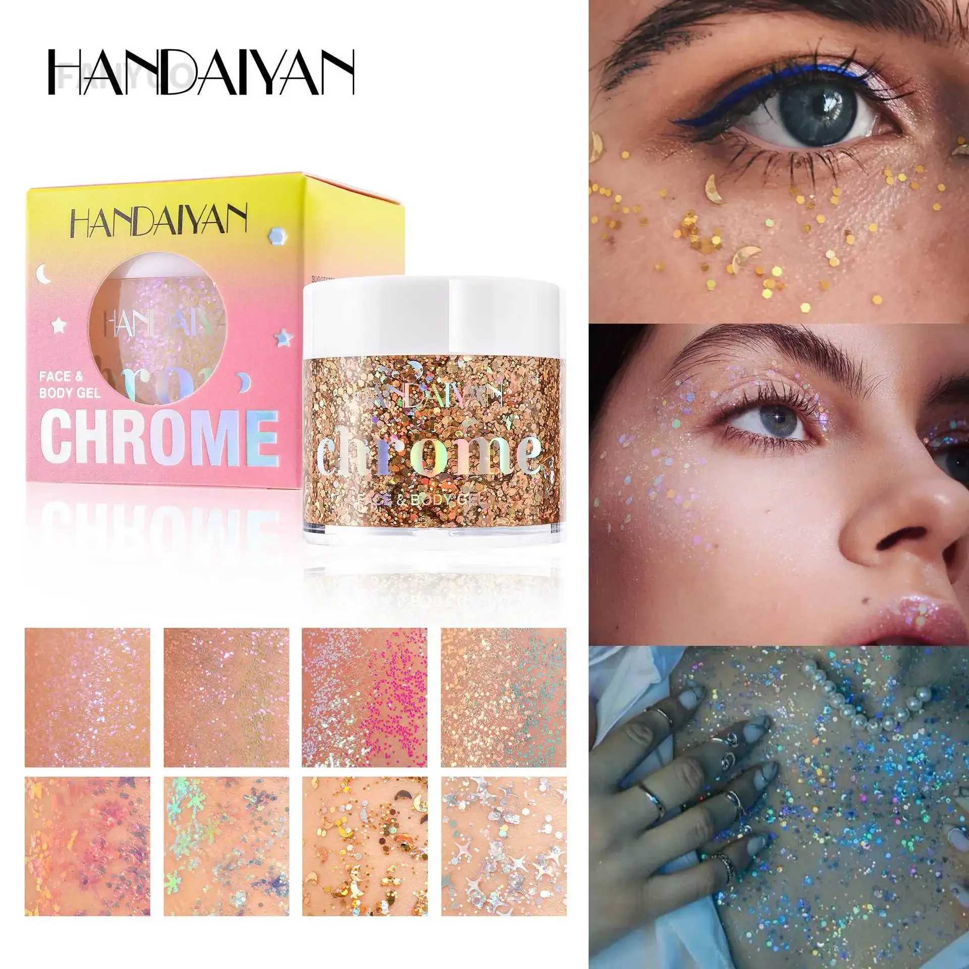 Fine Shimmer Gel Chameleon Sequin Eyeshadow Highgloss Glitter Nail Hair Body Face Multifunction Makeup Decoration Party Festival 2