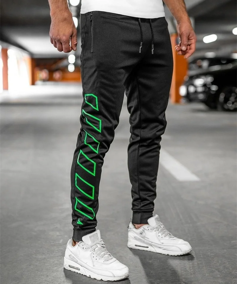 Spring Autumn Zipper pocket Men pants Comfortable quick-dry sweatpants Trendy printing trousers Men Slim Fit casual Sports Pants casual pants sport pants