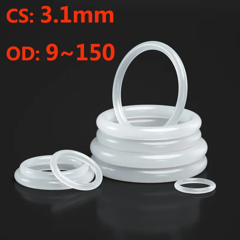 White O Ring CS 3.1mm OD 10 150mm VMQ White O Ring Gasket Silicone