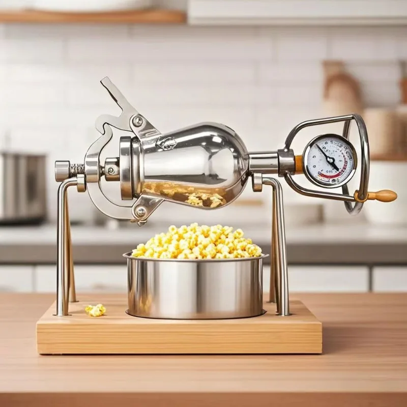 100ML Stainless Steel Mini Popcorn Machine Old-fashioned Small Hand-cranked Popcorn Machine