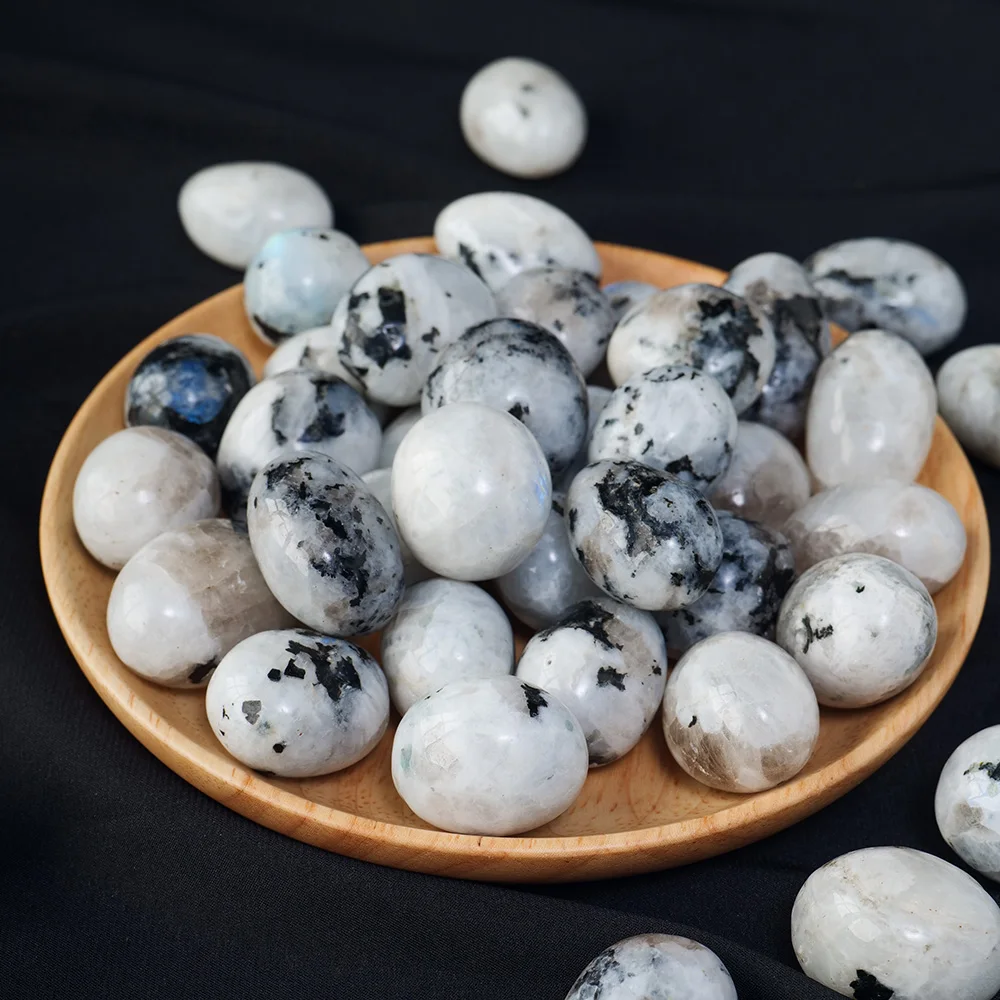 Natural Gemstones Blue Moonstone Polished Tumbled Gravel Stone Mineral Specimen Energy Massage Home Aquarium Decoration