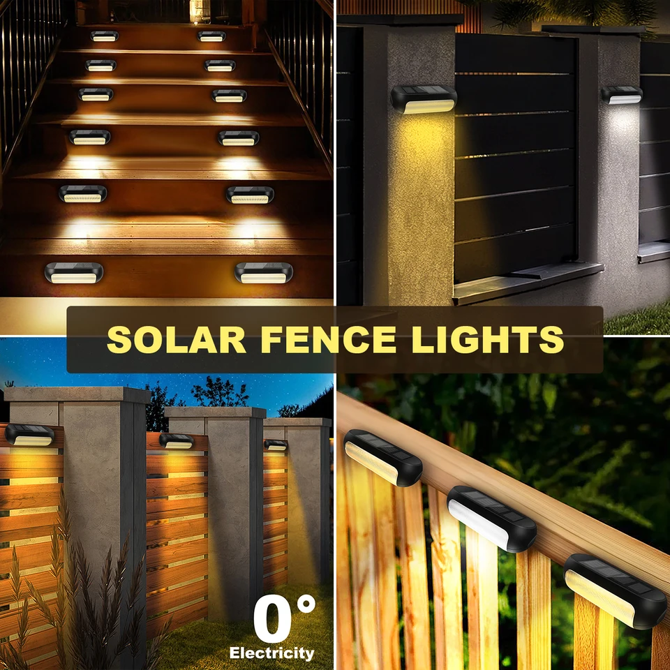 6 Luci Solari Per Recinzione, Luci Solari Esterne Impermeabili IP65 Con 2 Modalita Luci Solari Da Giardino Per Recinzione Cortile Decorazione 91294456