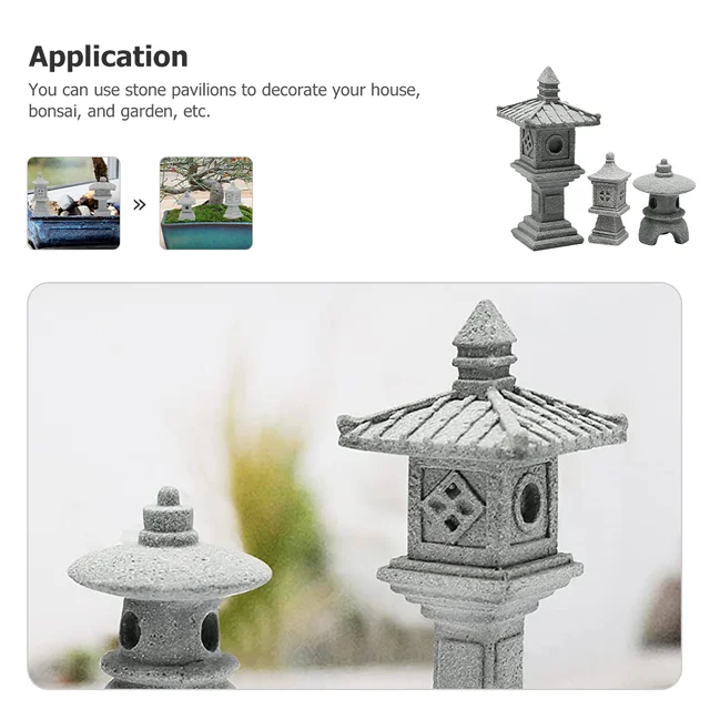 Japán Torony Könnyű Dekoráció Otthoni Asztali Díszek Mikroterület Díszítse Pagoda Szobor Kő Alakú Akvárium Rejtőzködő Barlang - Image 2
