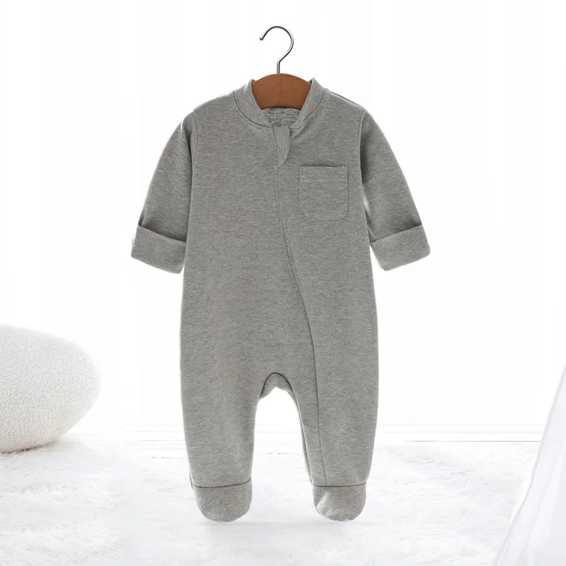 

Lawadka 0-3M Newborn Baby Girls Boys Romper Spring Autumn Infant Clothes Solid Zipper Footies Jumpsuit Long Sleeve Clothing 2023