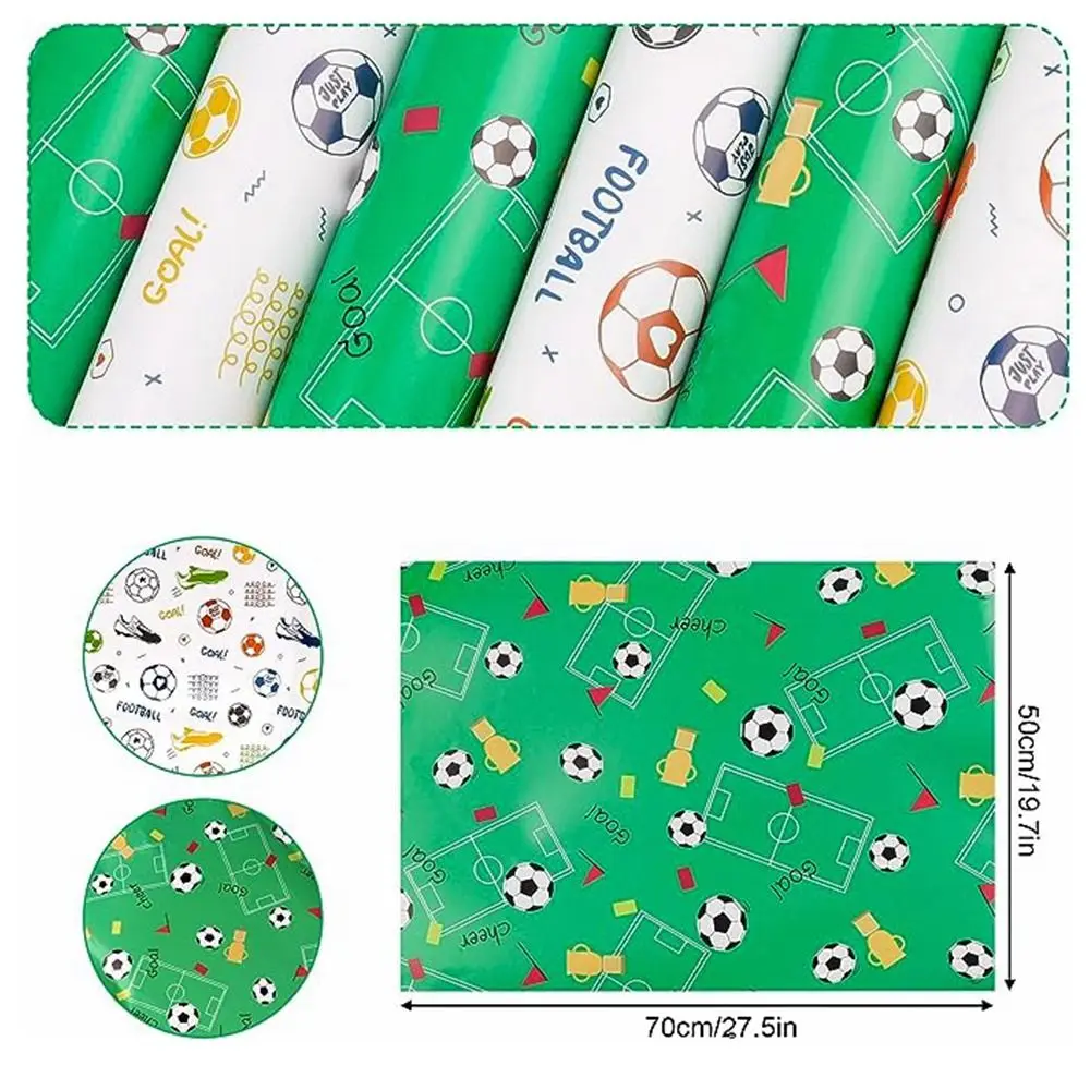 50X70cm Gift Wrapping Paper Cartoon Style Football Pattern Gift Packaging Coated Paper Packaging Colored Presents gift wrapping paper