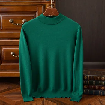 Maglione in cashmere da uomo autunno e inverno casual mezzo dolcevita maglione pullover a maniche lunghe maglieria in cashmere top alla moda 1