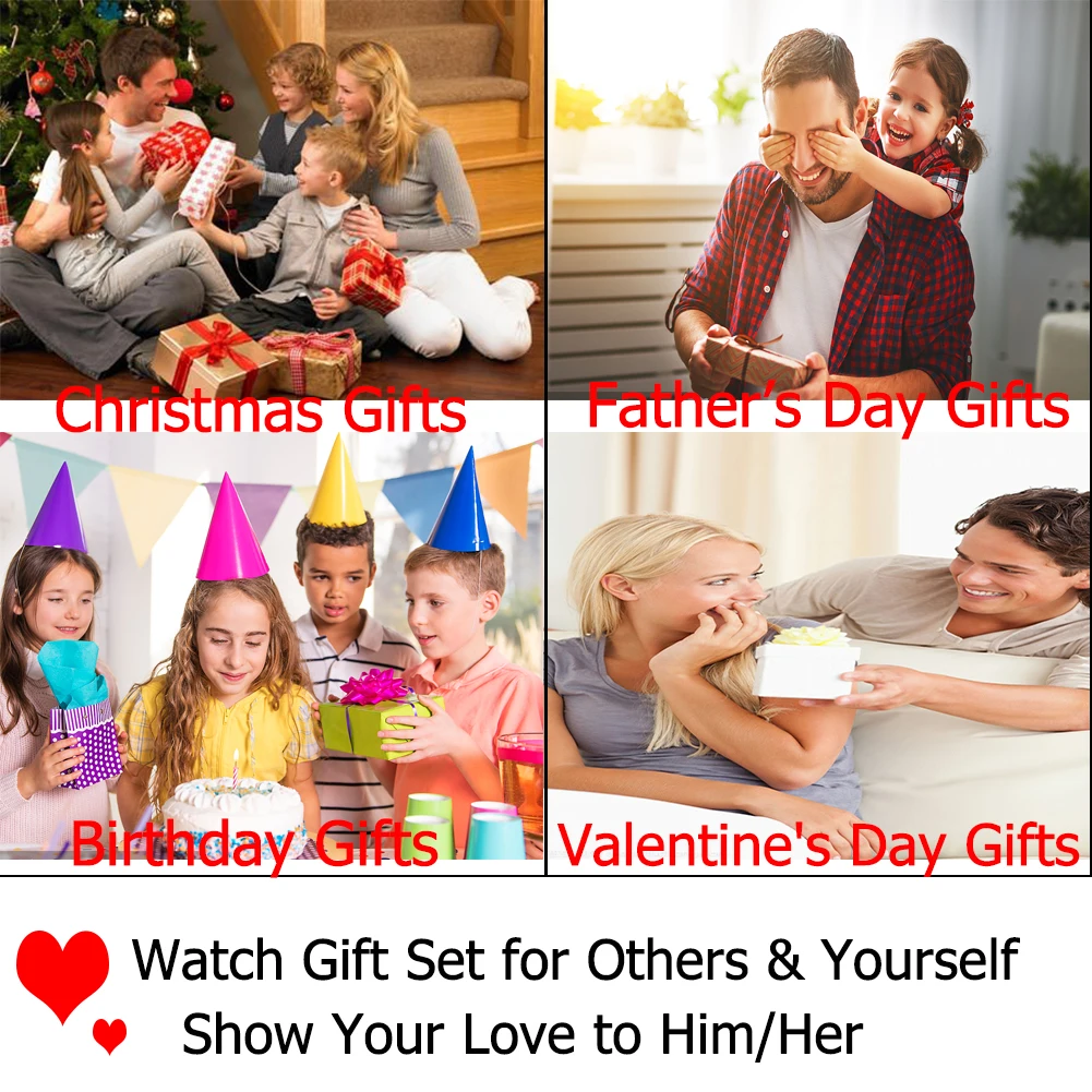 Gift Set for Men Silver Black Waterproof Date Quartz Watch to Boyfriend Bracelet Watches Creative Halloween Gift Box cadeauset
