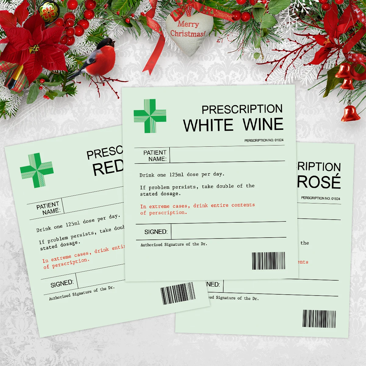 6-Pack Prescription-Themed Wine Bottle Stickers – Funny Christmas & Holiday Vinyl L... - SKU TWBS1743 - UGI Packaging