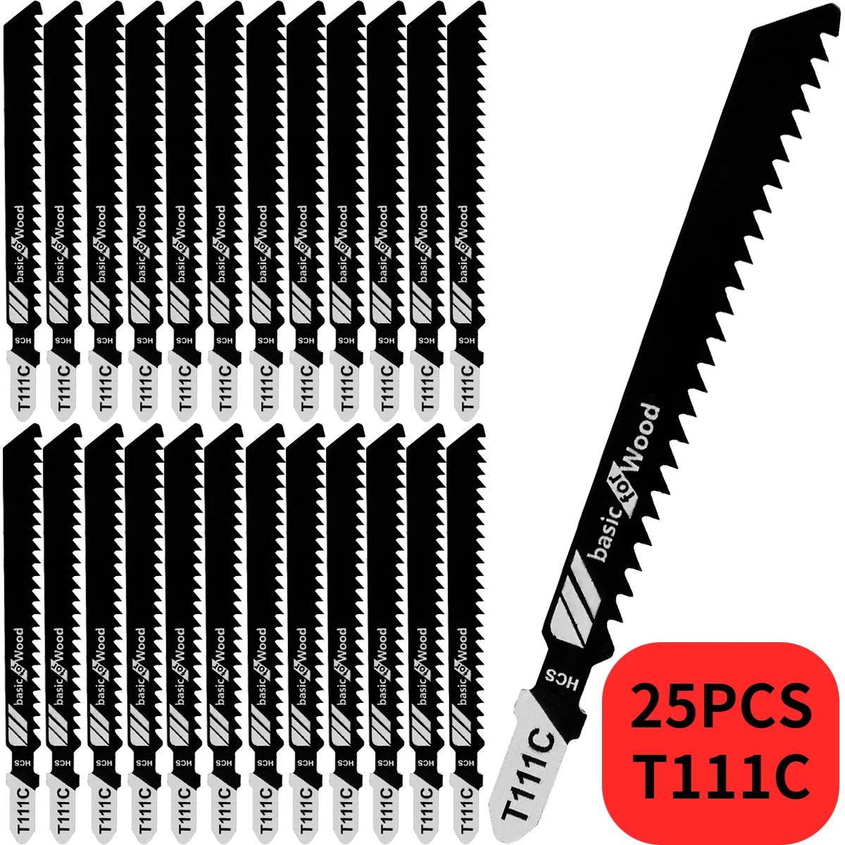 

25Pcs Jig Saw Blade Set HCS Saw Blades T-shank Fast Cut Down Jigsaw Blade Jig Saw Cutter Accessories T101AO /T101B /T111C/T101BR