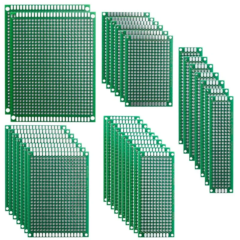 

AT35 32 Pcs Double Sided PCB Board Prototype Kit For DIY Soldering With 5 Sizes Universal Printed Circuit Board