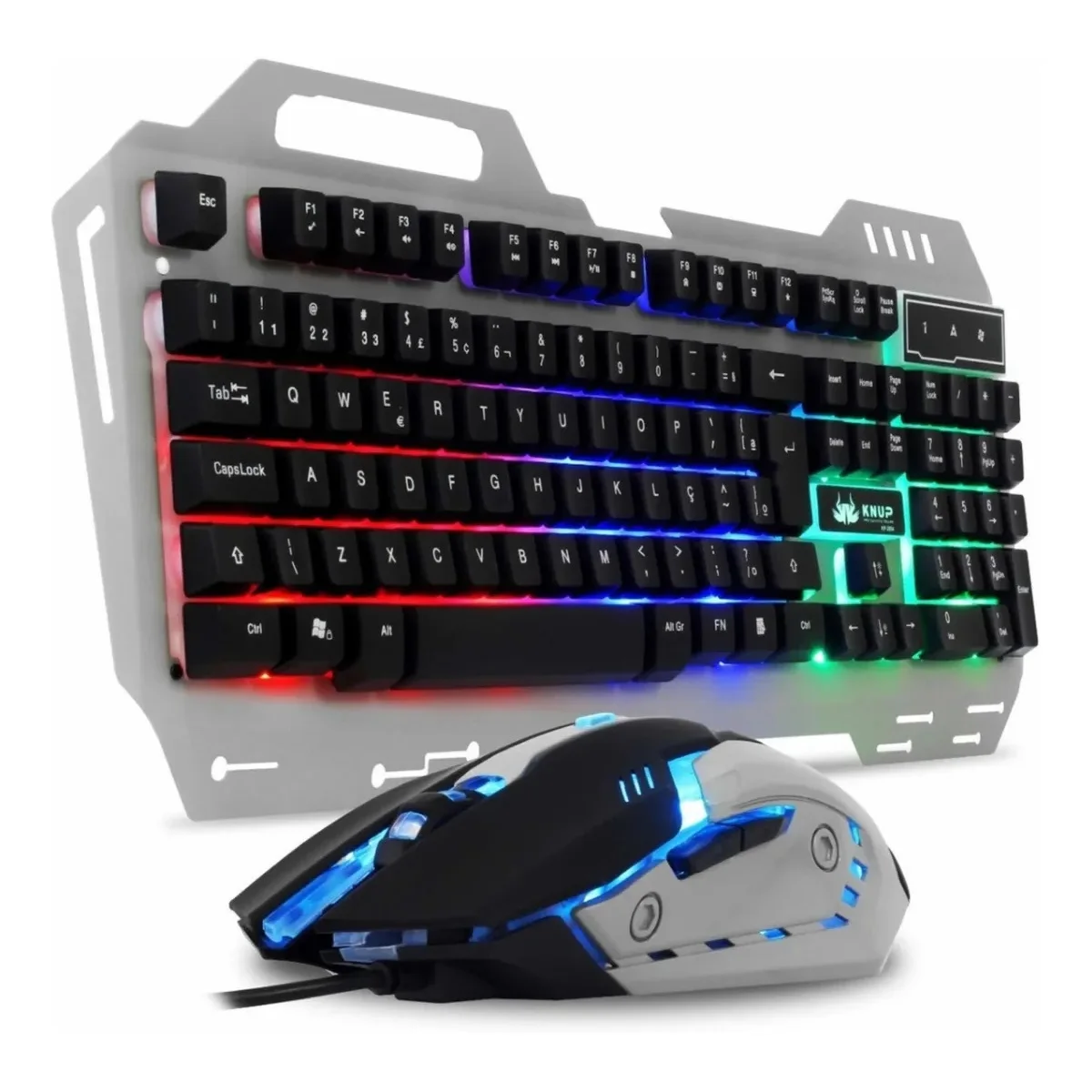 KP-2054 Grey Mechanical Keyboard and Mouse Combo with KNUP LED Lighting ...