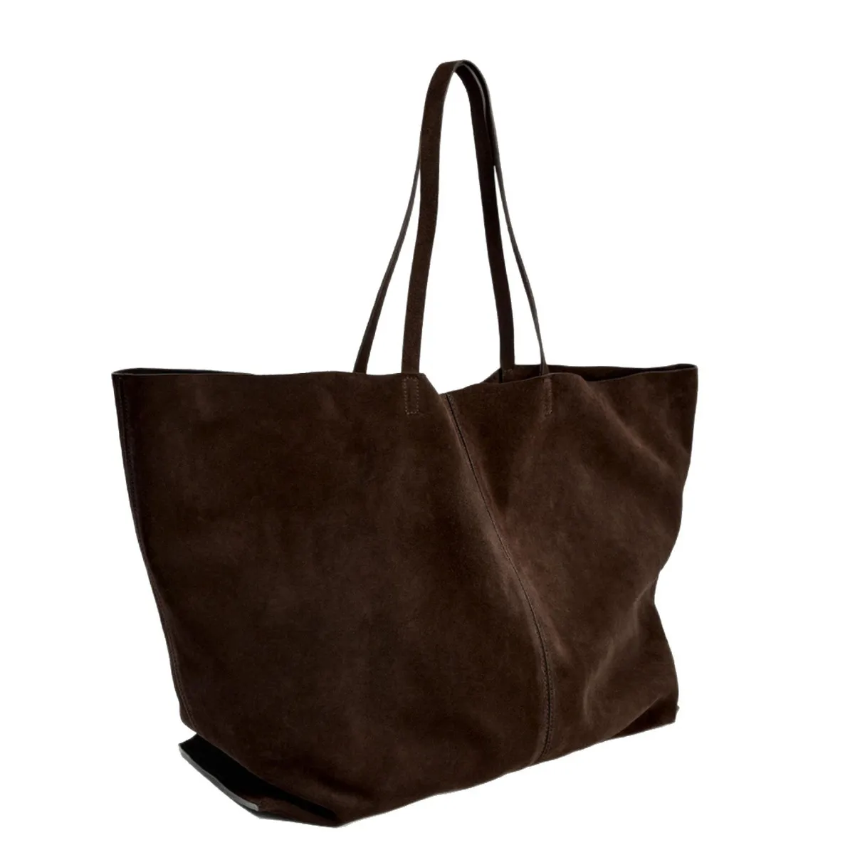 New Women's Retro Suede Frosted Bag Casual Large Luxury Design Commuter High-end Armpit Bag Soft Handle Closed Tote Bag