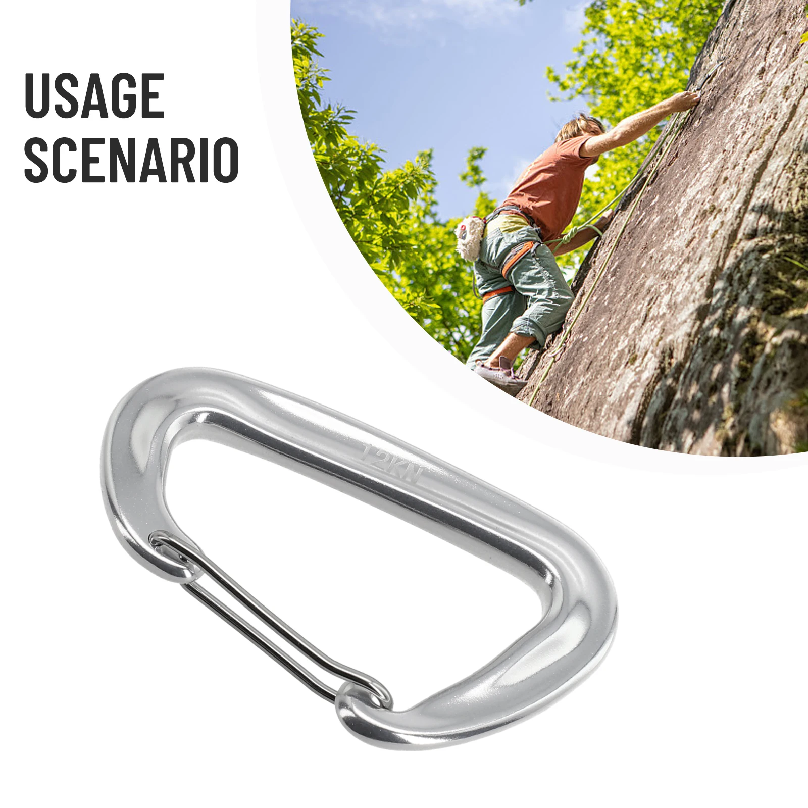 Karabiner D Form Clip Haken Tragbare Für Klettern Snap Clip 12KN 8*5cm Aluminium Rucksack Haken Karabiner werkzeuge – Detail 10