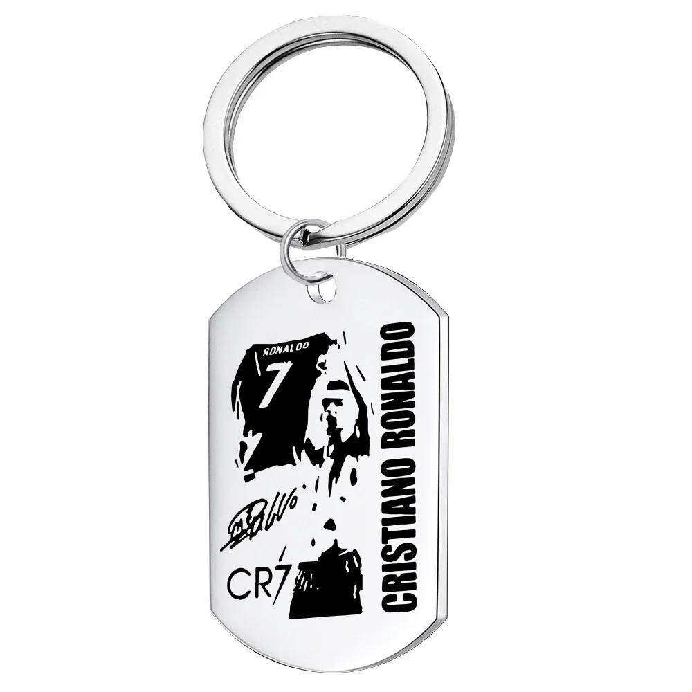 Key Rings Key Chains Metal Keychain CR7 Messi Neymar Keychain Football Soccer Super Star Stainless Steel Pendant Keyring Fans Jewelry Gift