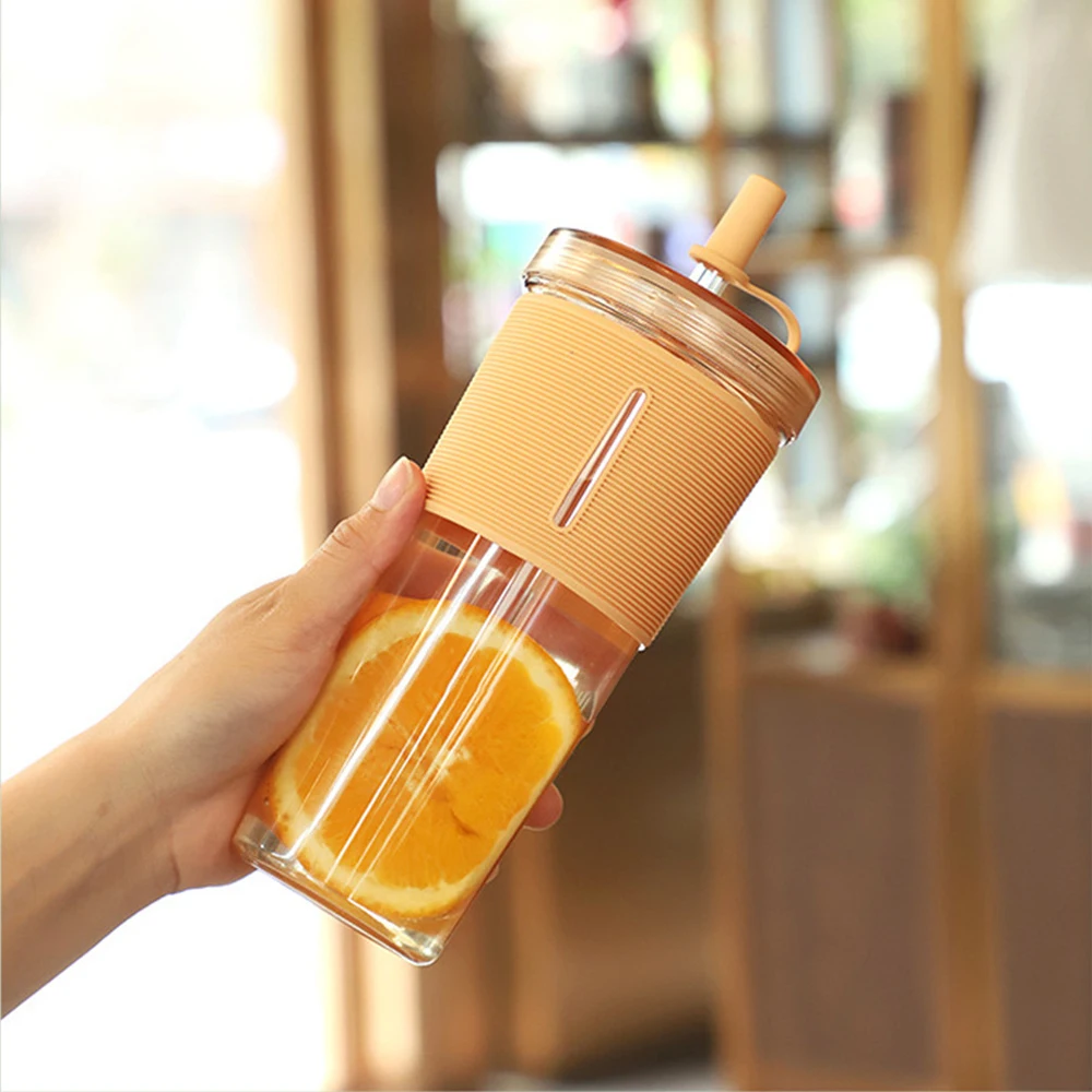 Juice Mug Practical Portable With Lid And Straw Reusable Travel Drinking Tools Water Cup Creative Transparent Home Accessories