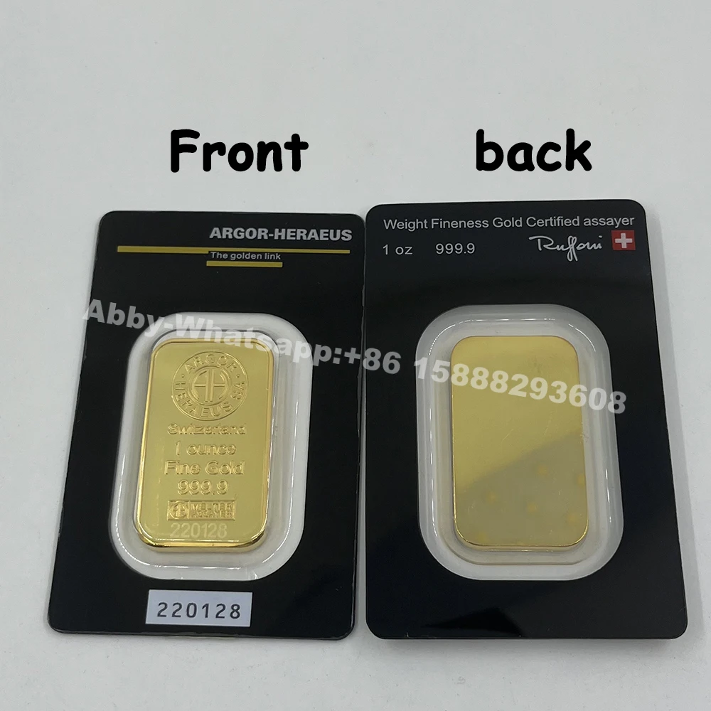 

Sealed Packaging 1oz 24K Gold Plated Bar Replica Original Copy Switzland Bullion Ingot Different Serial Numbers (Non-magnetic)