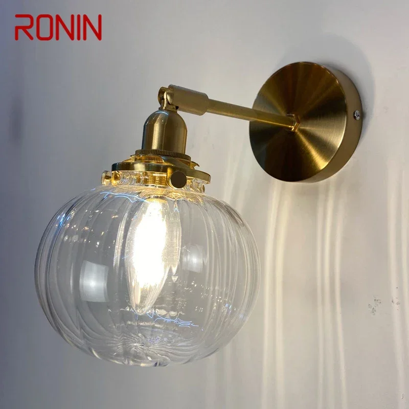 

RONIN Nordic Brass Wall Lamp Indoor Living Room Bedroom Bedside Lamp Modern Hotel Corridor Hallway Wall Lamp