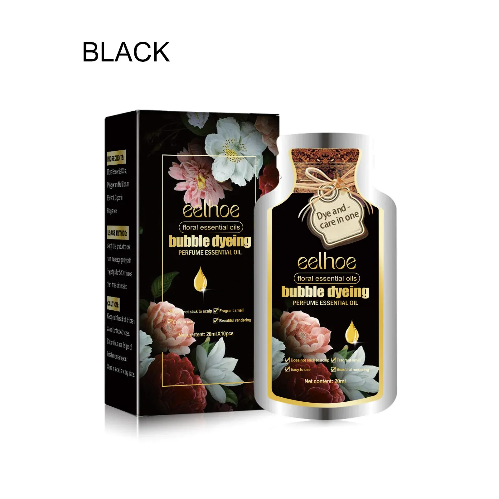 

Sdatter Bubble Hair Dye Fast Cover White Grey Shampoo Non-Irritating Scalp Nourishing Dyeing Black Convenient Plants Hair Colori