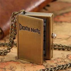 Exquisite Death Note Shape Black Suqare Quartz Pocket Watch For Men Necklace Children Deathnote Vintage Pendant Clock Gifts