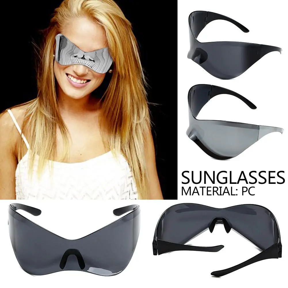 

Y2k Sport Sun Glasses Futuristic Sunglasses Oversized Women Uv400 Sunglasses Rimless Men Shades Eyewear Goggle Punk B5L6
