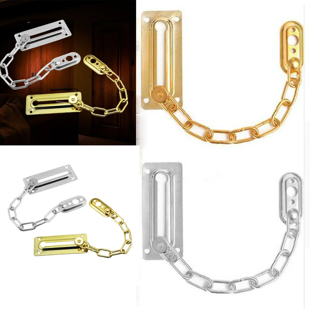 Stainless Steel Door Safety Guard Chain Security Bolt Locks Cabinet Latch DIY Home Tools Gold Silver