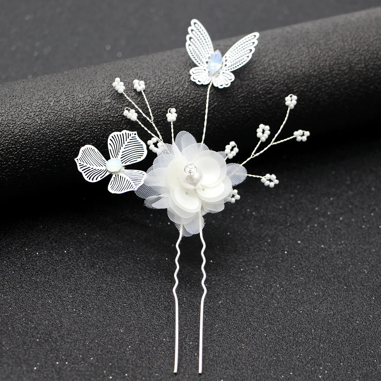 3D Flower Hairpin U Shaped Hair Pins Clips Floral Headpiecs for Women Girls Bride Wedding Party Headwear Hair Jewelry jewelry accessories,hair accessory,hair clip,hair headdress,bridal headwear,pearl hairpins
