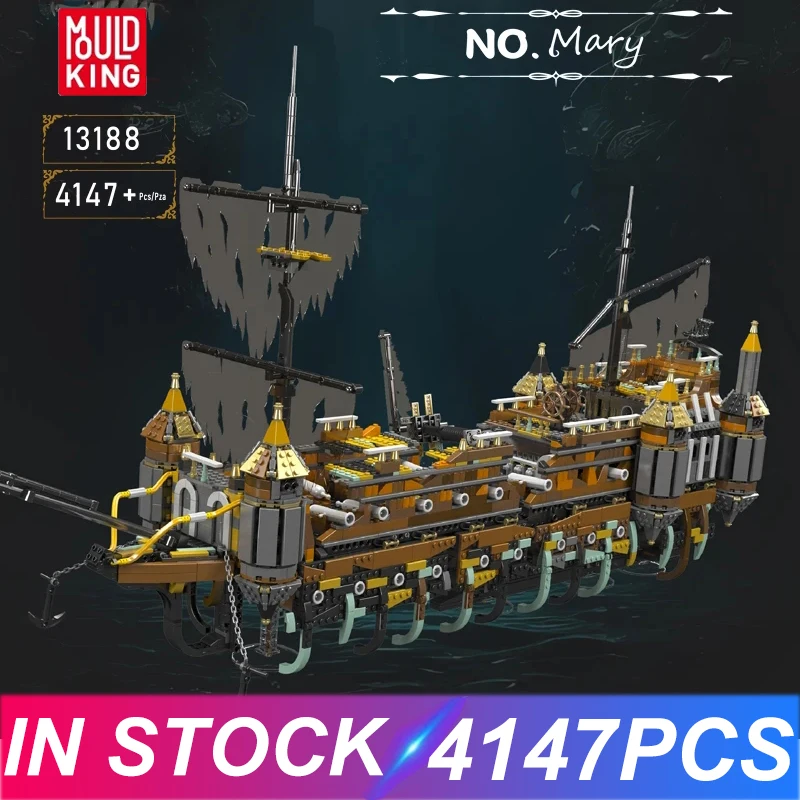 

Mould King 13188 Pirate Ship Building Block The Silent Mary Ship Model Assembly Sailboat Brick Toys Kids Christmas Gift