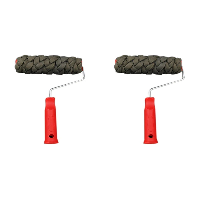 

2X Pattern Paint Roller Tool Environmental Protection Stamp Painting Decorative Cylinder Tools Imitate Stone For Wall