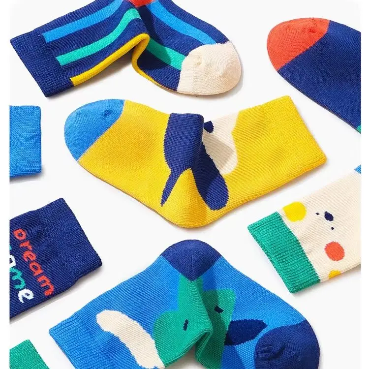 XJK Baby Socks Children Spring Socks Boys Funny Puppy Pattern Socks 5 Pairs Cotton Socks Kids Sock 3