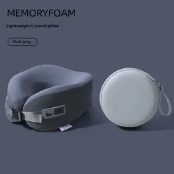 Comfortable Memory Foam Travel Neck Pillow with Washable Cover - 24x20x10cm (Dark gray)