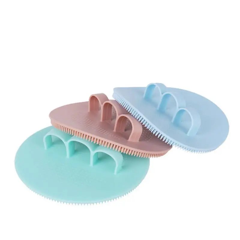 Silicone Body Scrubber Natural Bristles Skin Exfoliator Scrub Shower Sponge Brush Silicone Bath Shower Brush Bathroom Products 4