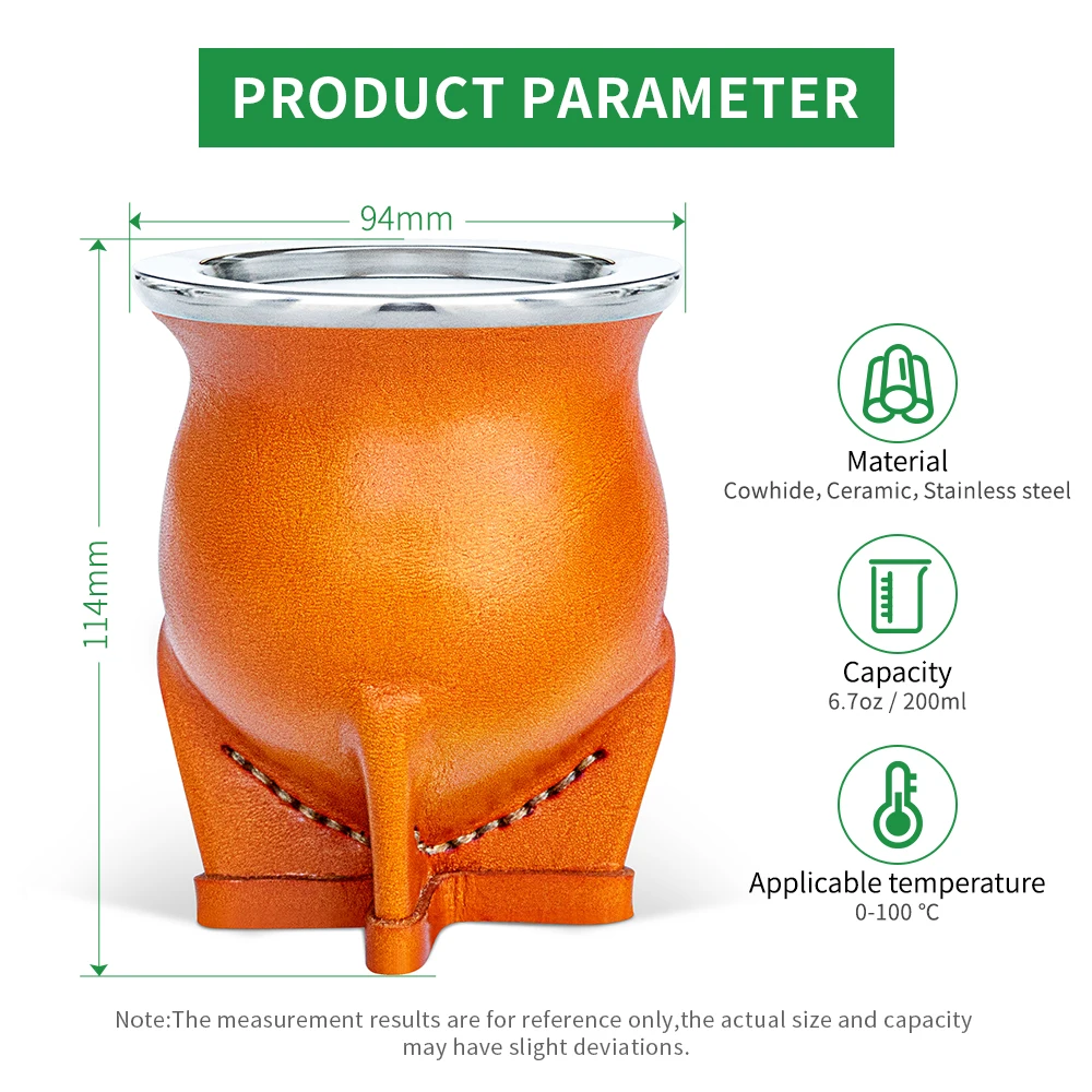 Handmade Argentina Yerba Mate Cup Includes Ceramic Liner Mate Gourd Bombilla Straw Cleaning Brush