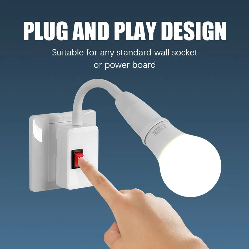 Flexible tube lamp holder E27 screw socket rotatable European style plug with switch for wall mounted lamps