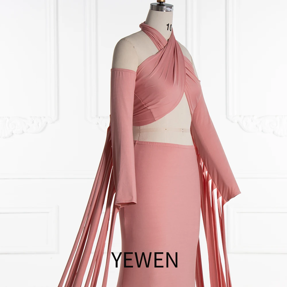 Dehnbarer Stoff zweiteiliges Set Umstands kleid für Fotoshooting Kleider für formelle Anlässe benutzer definierte Farbe yewen yw230746
