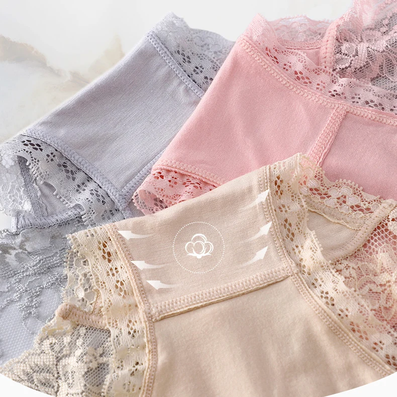 12 Pieces Women's Underwear Sexy Lace Panties Female Underpants Comfy Elegant Briefs Transparent Light Breathable Lingerie 6