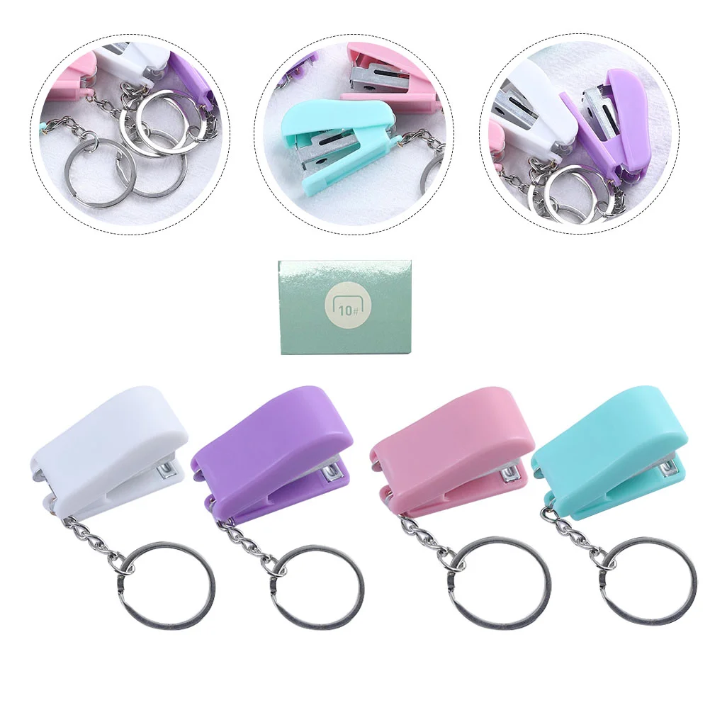 

Mini Binder Stapler Student Stationery Mini Binder Portable Gifts Plastic Office Chains for Car Keys