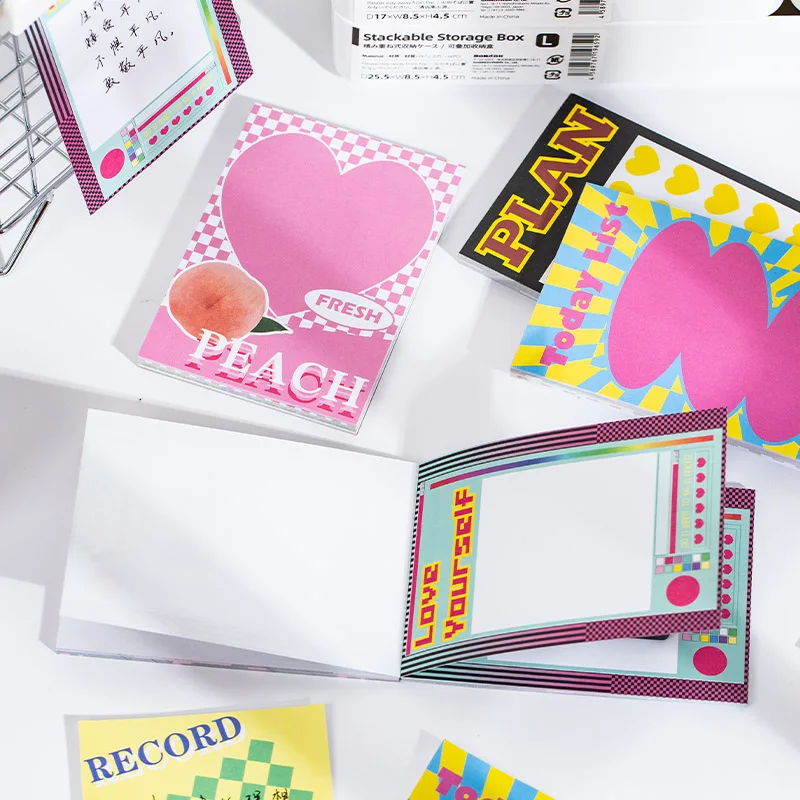 60 Sheets Ins Creative Stitching Color Pattern Memo Pad Student Diary DIY Notepad Planner Message Paper Korean School Stationery 5