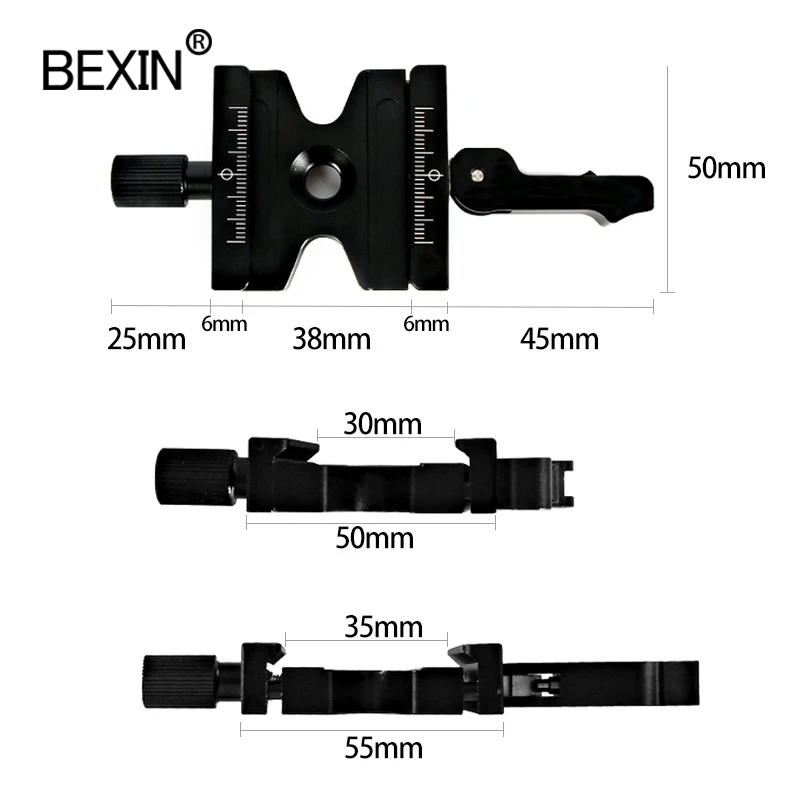 BEXIN Double Lock Mounting camera Plate Clamp Quick Release Plate Clamp Adjustable Knob Adapter For Arca Swiss Tripod Ball Head camera clamp camera tripod plate camera tripod adapter camera mount plate camera base plate tripod adapter mount