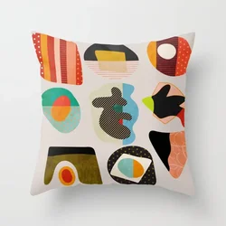 Elegant Nordic Geometric Abstract Cushion Covers - Pink, Red, Yellow - 55x55cm (Minimal - shapes - 722)