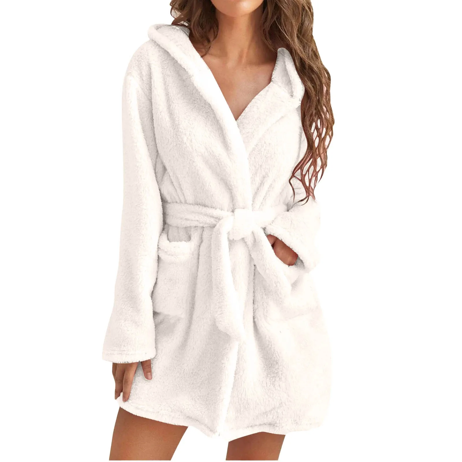 Womens Short Robe Hood Short Fleece Robe Womens Short Fleece Bathrobes Women Aliexpress