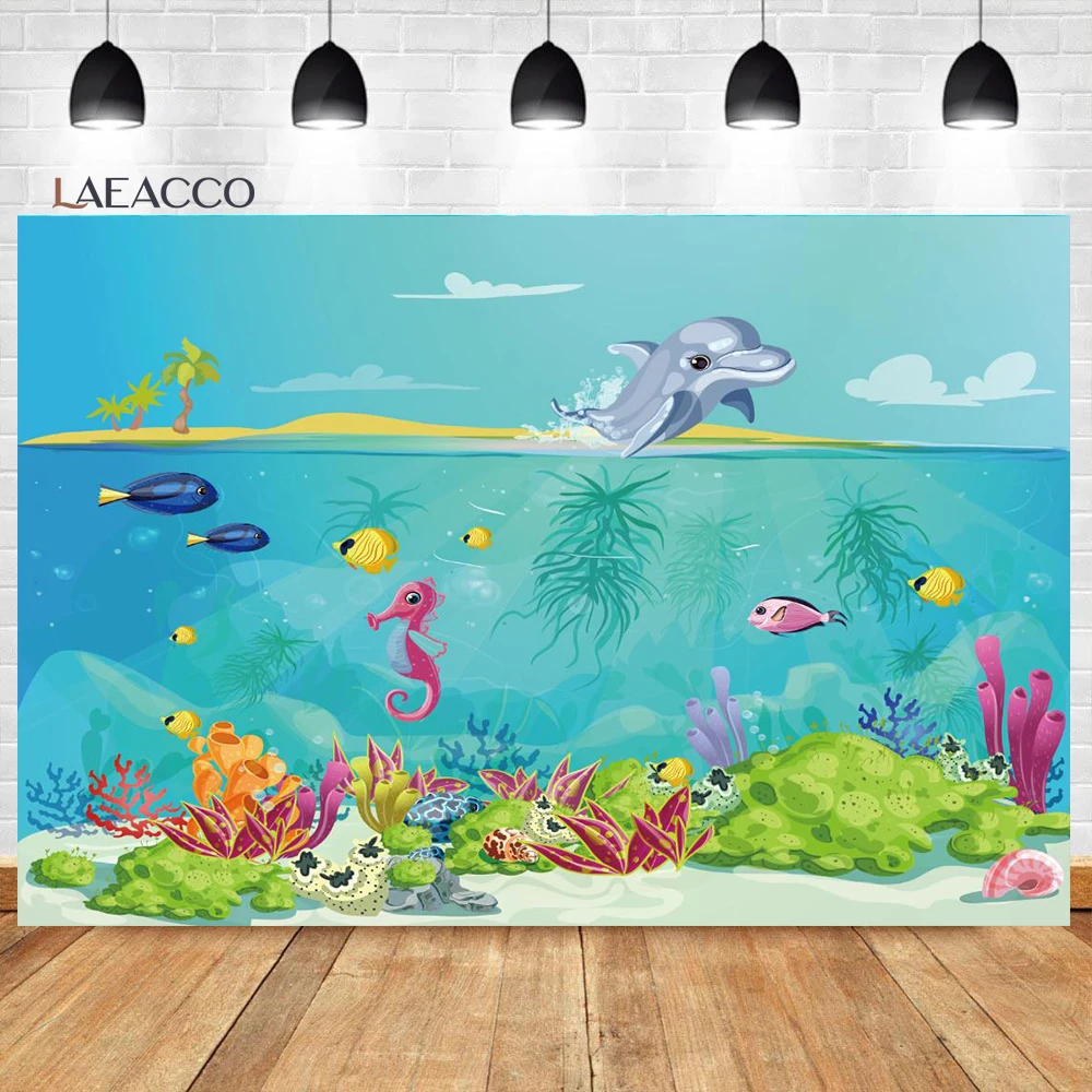 Little Mermaid Newborn Photo Background Underwater World Coral Seaweed Birthday Photography Backdrop For Photo Studio
