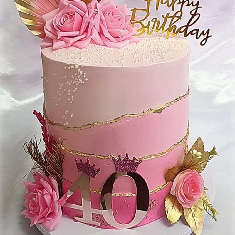 10 Cake Topper Numeri 0-9 - Decorazioni Acrilico Oro Per Torte