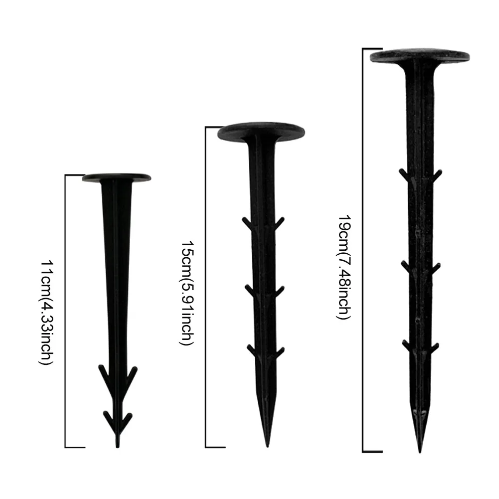 50pcs Soil Nail Film Fixed Garden Pegs PP Outdoor Reusable Black Shading Mulch landscape anchoring spikes