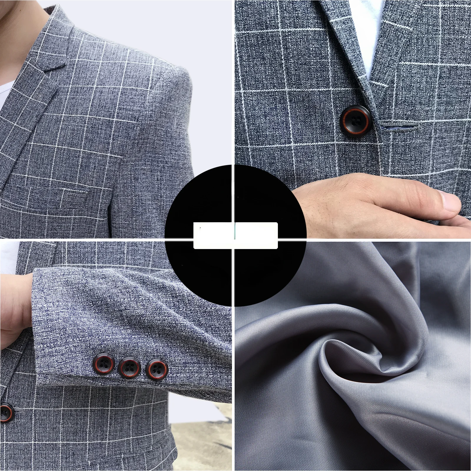 High-quality Men's Casual Suit Jacket Slim-fit Korean Fashion Youth Handsome Plaid Suit Men's Single-breasted Thin Jacket 4